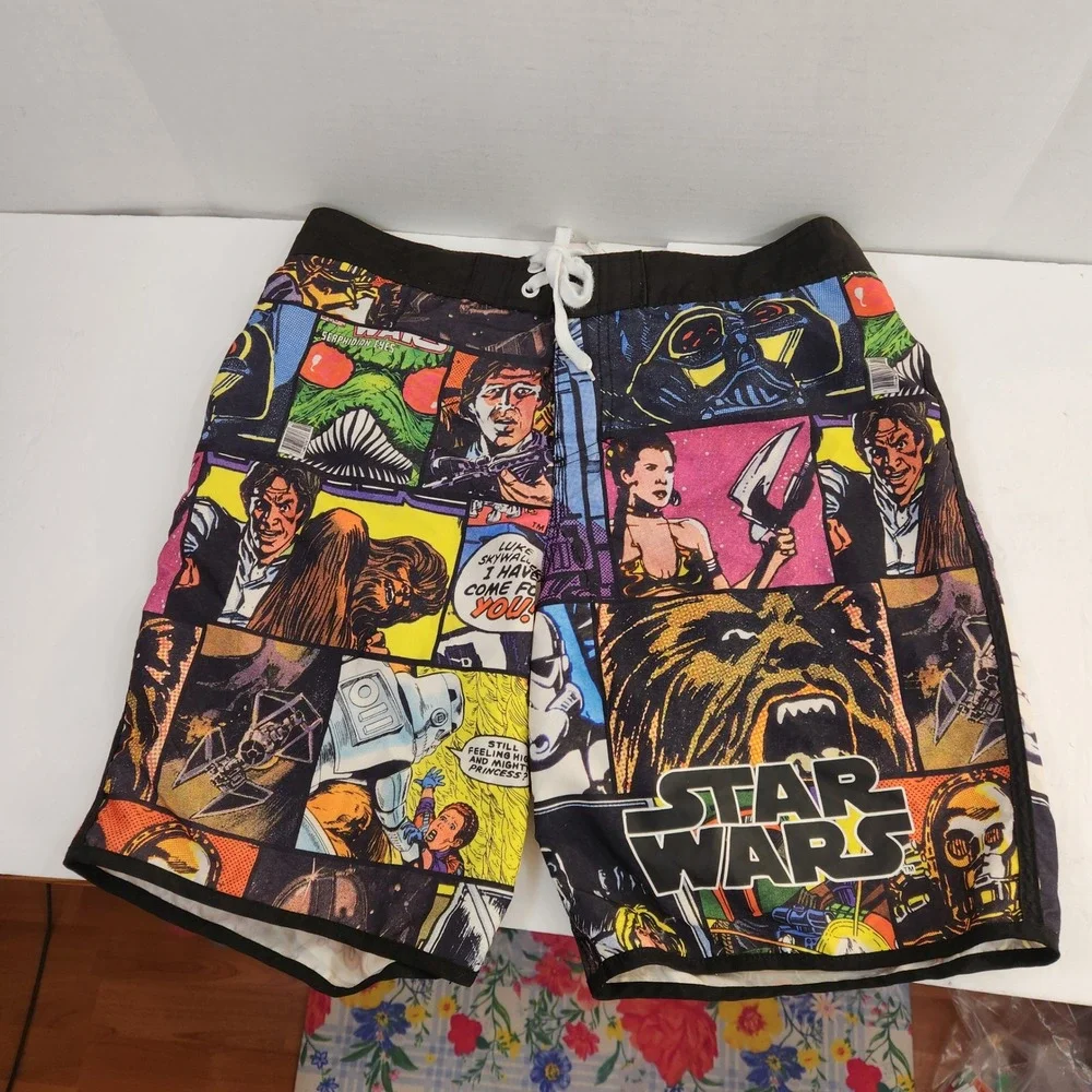 Star Wars Mens Board‎ Shorts XL Comic Book Print Swim Trunks Darth Vader